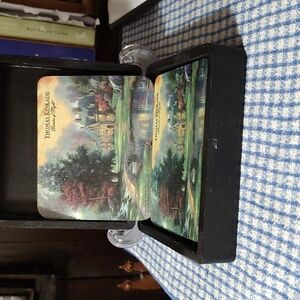 Set of 6 Thomas Kinkade coasters in wood box